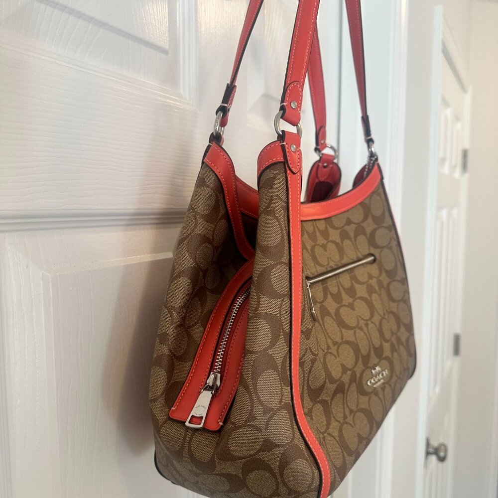 Coach No B2391-C6232 Kristy Shoulder Handbag - Khaki signature - Tangerine - Picture 3 of 15